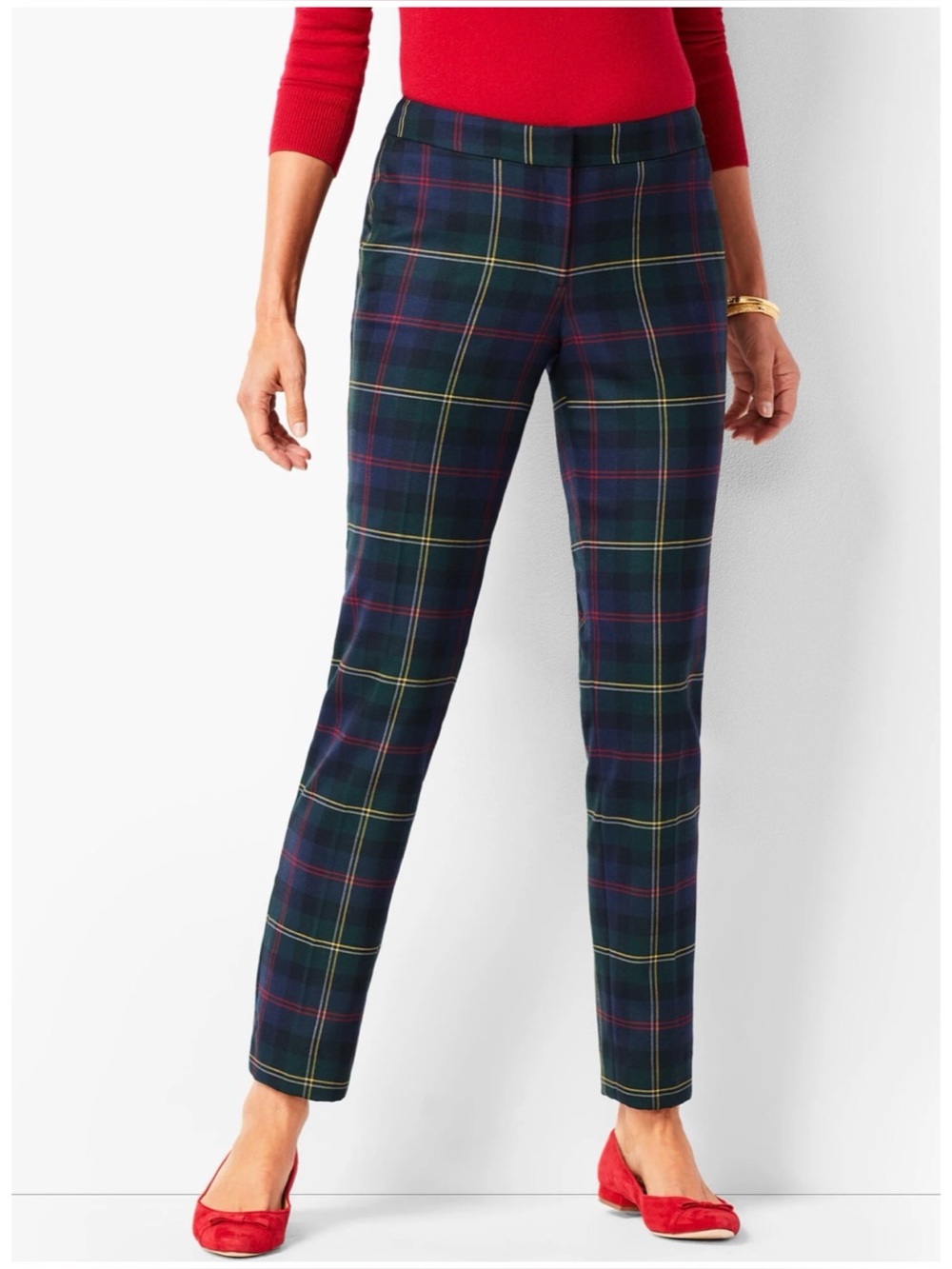 Talbots Women’s Sz 6 Petite Plaid Pants Hampshire Wool Straight Leg Ankle